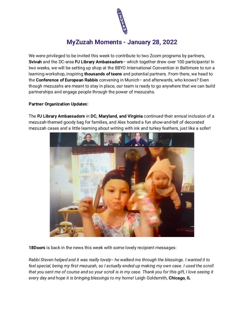 thumbnail of MyZuzah Moments – January 28, 2022